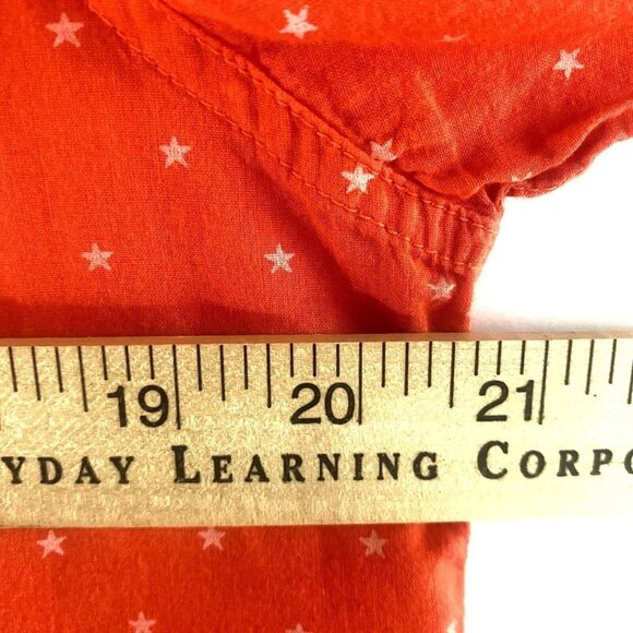 Sundry Star Print Shirt  S Button Down Gauze Collared Orange Novelty Print - Picture 4 of 7